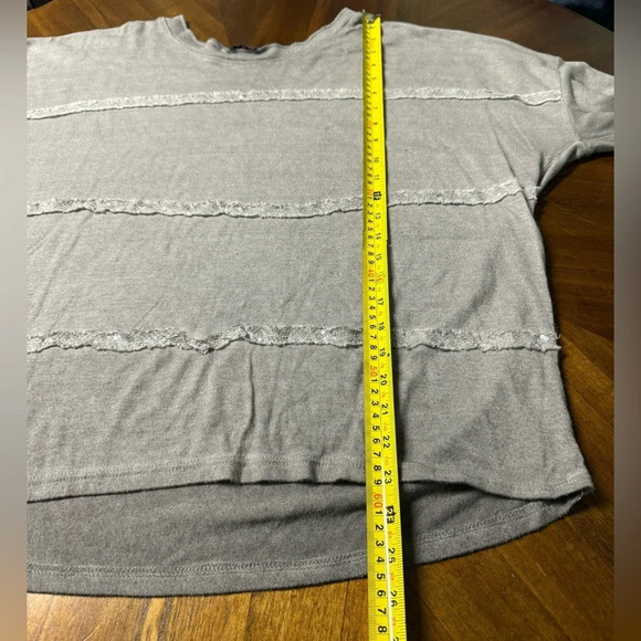Scandal Italy Silk Viscose Long Sleeve Grey Shirt Sequin Stripe Relaxed One Size - Picture 5 of 7